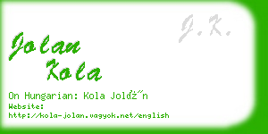 jolan kola business card